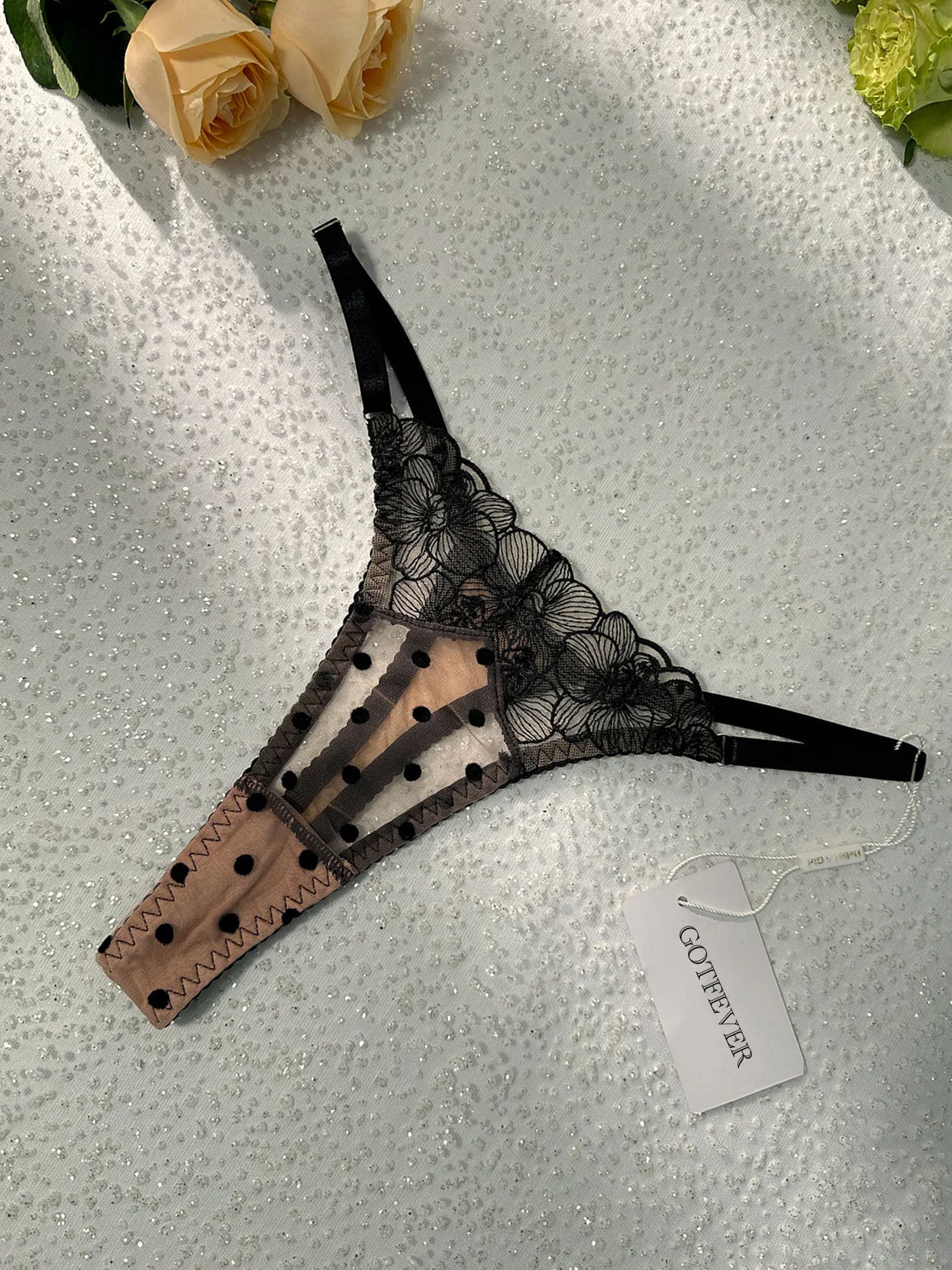 Nude Black Spot Soft Lingerie Set