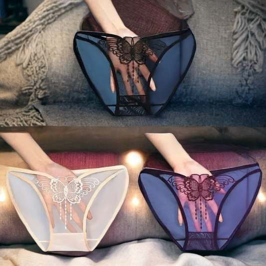 3 Pcs See Through Lace Panties Set