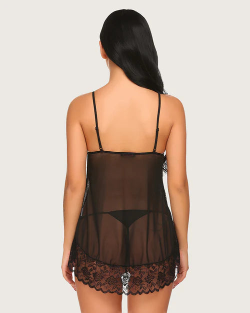 Lace Mini Chemise Mesh Nightie Nightdress