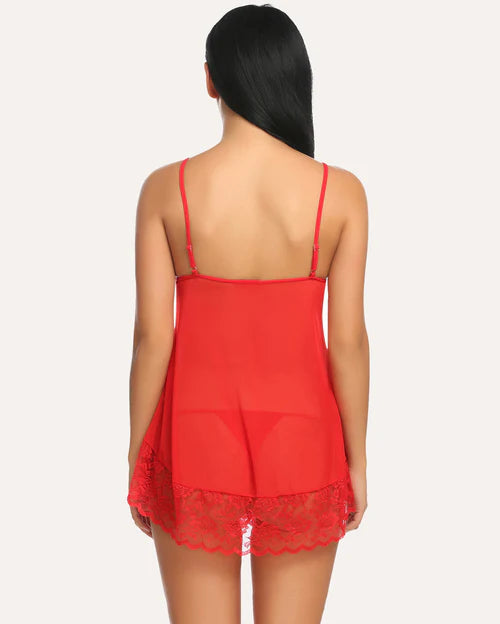 Lace Mini Chemise Mesh Nightie Nightdress