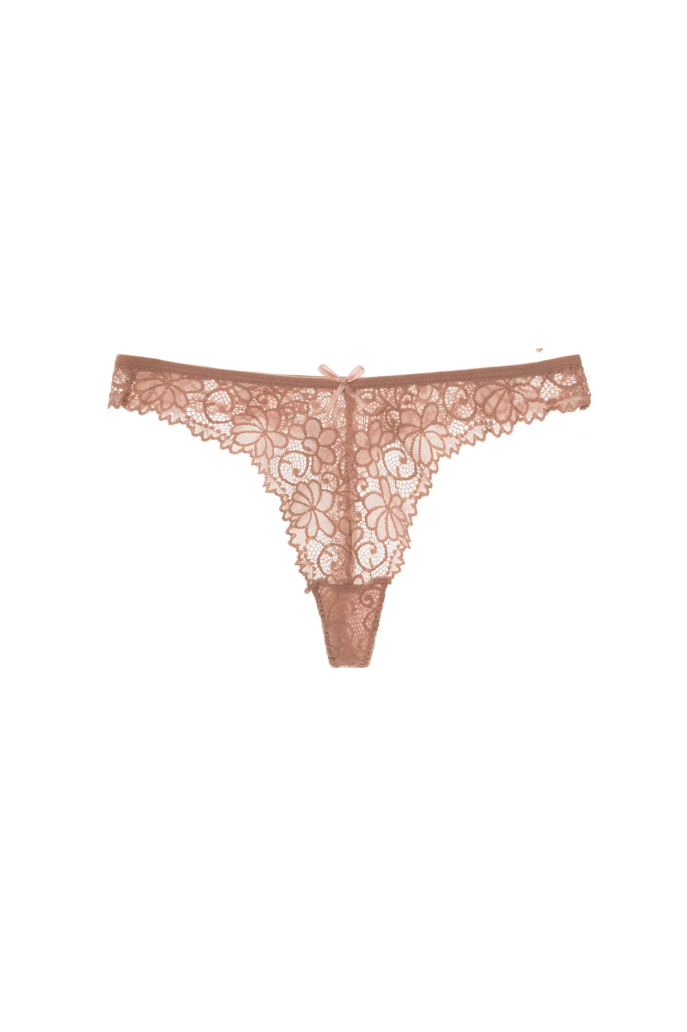 Floral Lace With Tie Front Thong