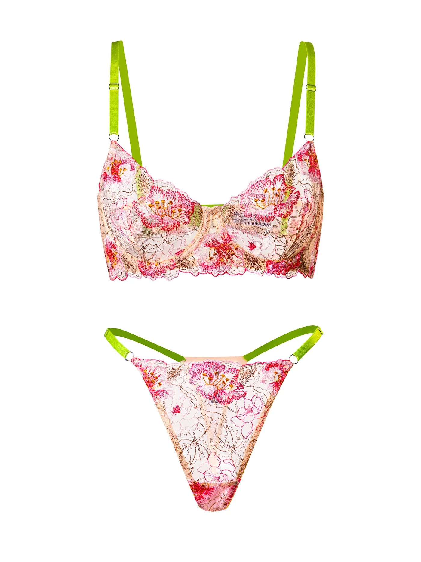 Colorful Floral Lingerie Set