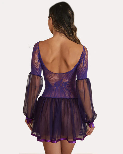 Lace Babydoll Dress Long Sleeve Nightwear