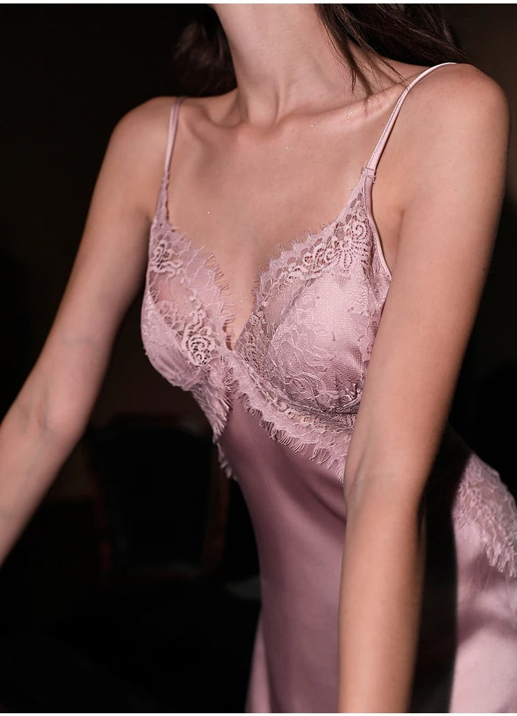 Pink Satin Night Dress Lingerie