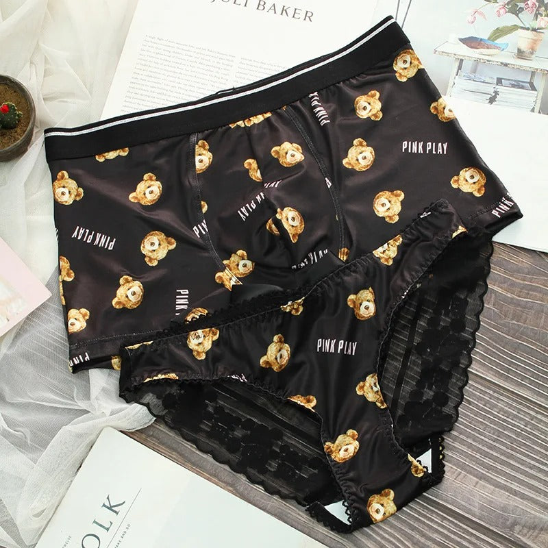 Tedy Bear Printed Cute Couple Underwear Set