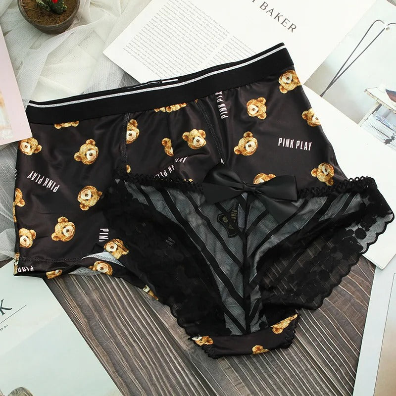 Tedy Bear Printed Cute Couple Underwear Set