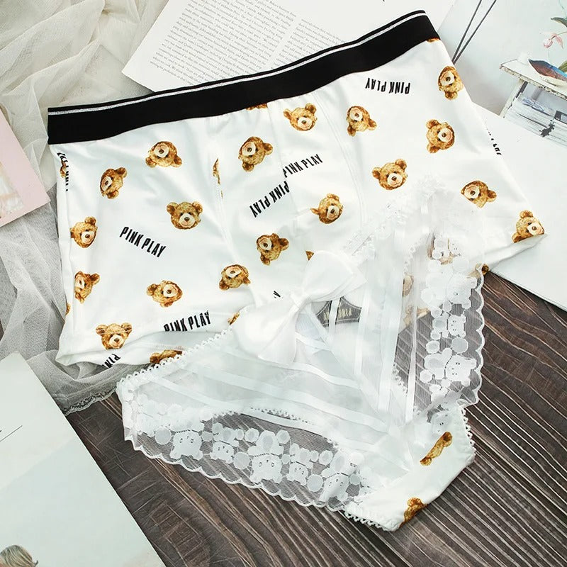 Tedy Bear Printed Cute Couple Underwear Set