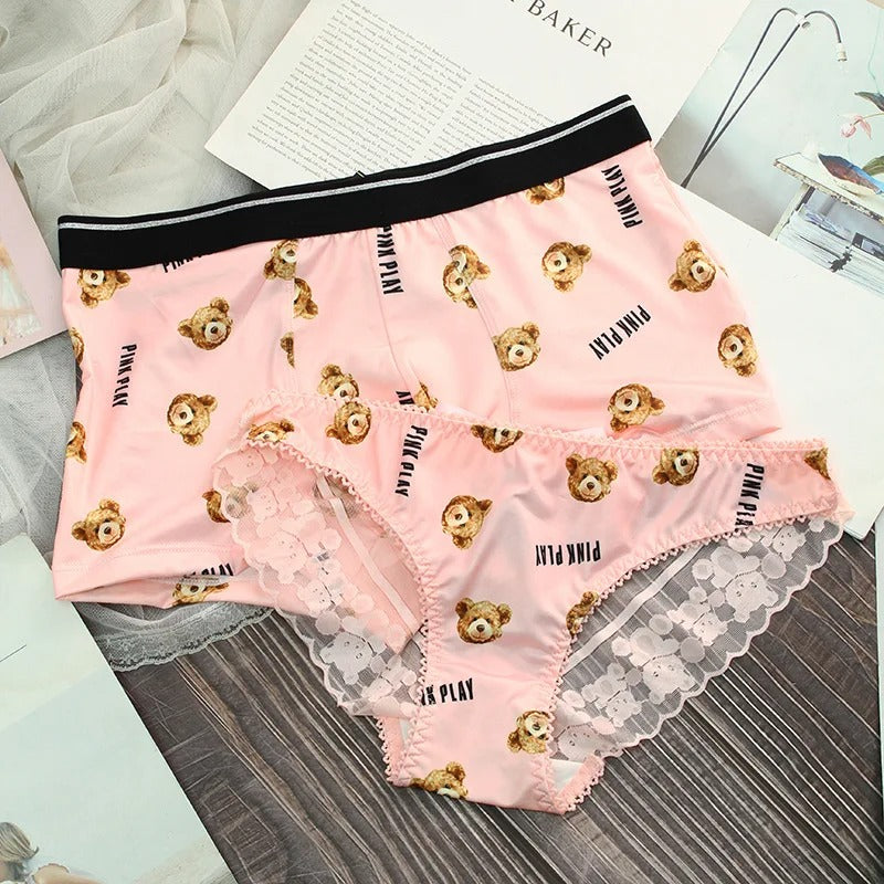 Tedy Bear Printed Cute Couple Underwear Set