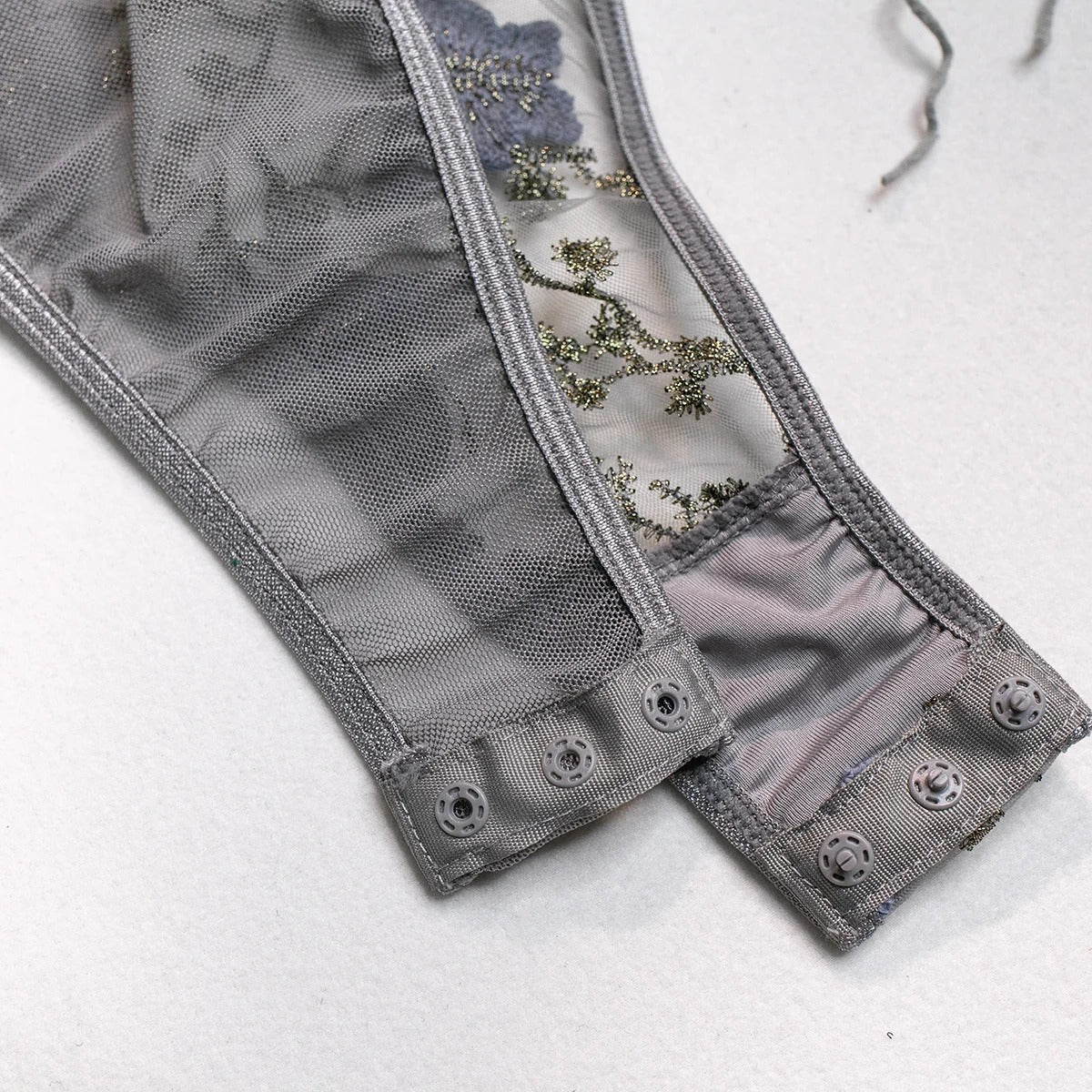 Gray Butterfly Embroidered Bodysuit