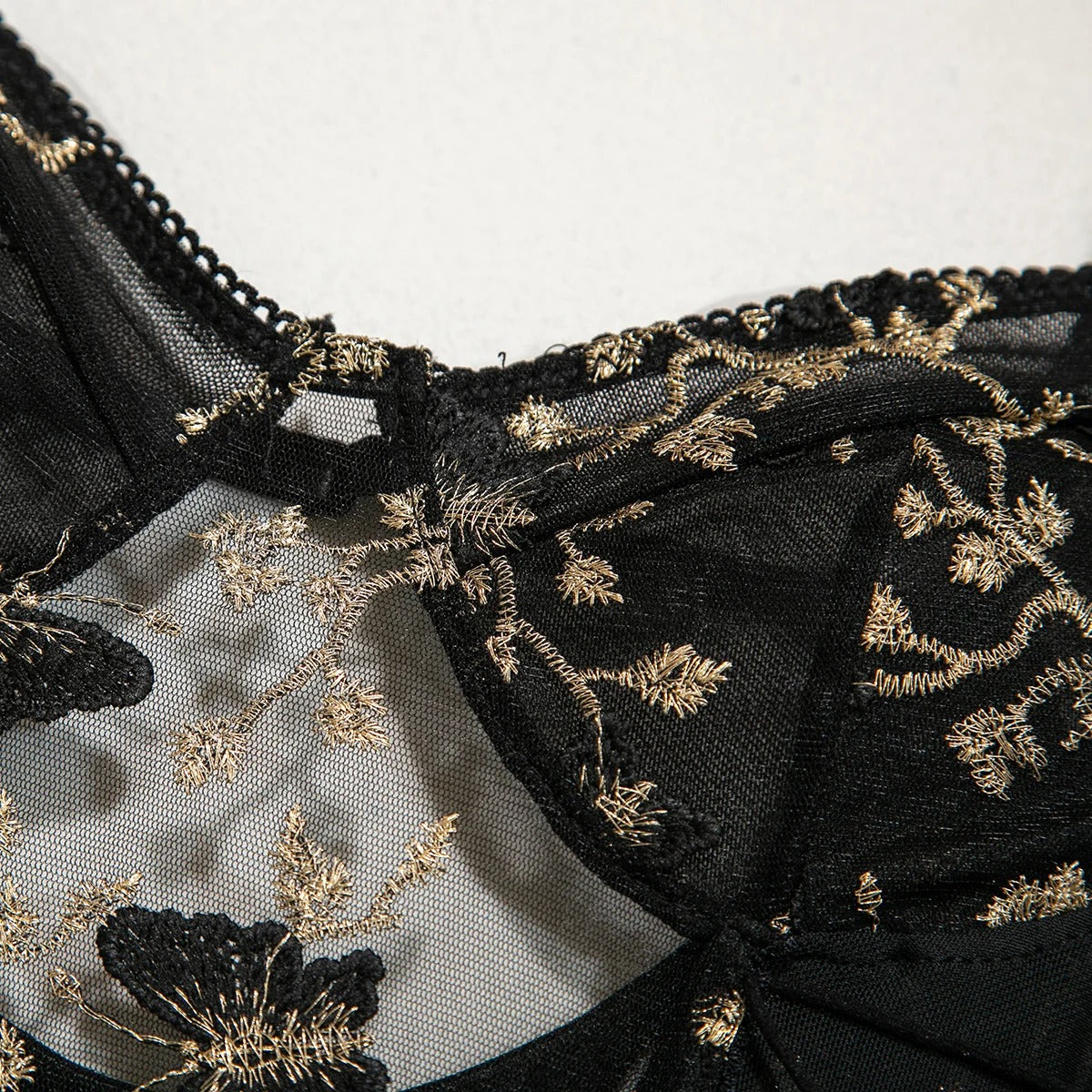 Black Butterfly Embroidered Bodysuit