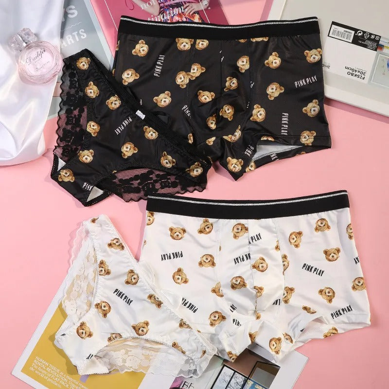 Tedy Bear Printed Cute Couple Underwear Set